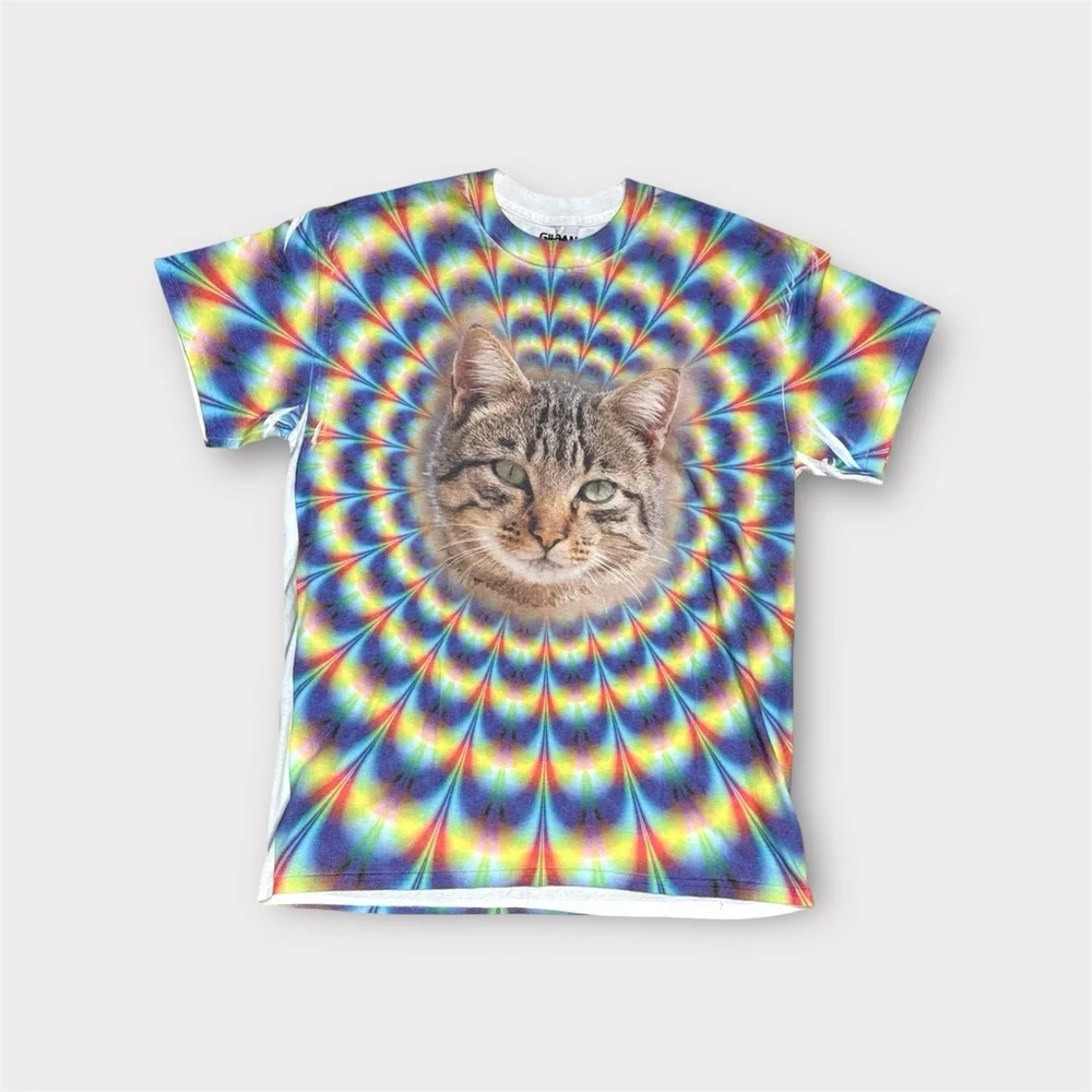 Colorful Cat Face T-Shirt